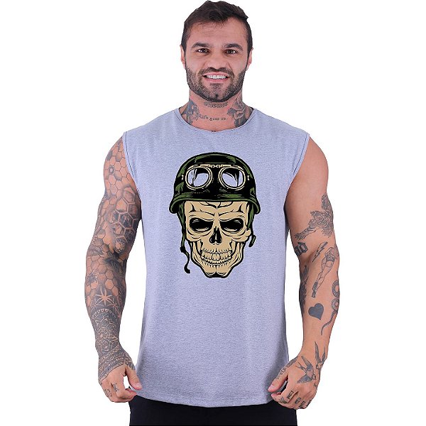 Regata Machão Longline Sem Manga MXD Conceito Caveira Soldado