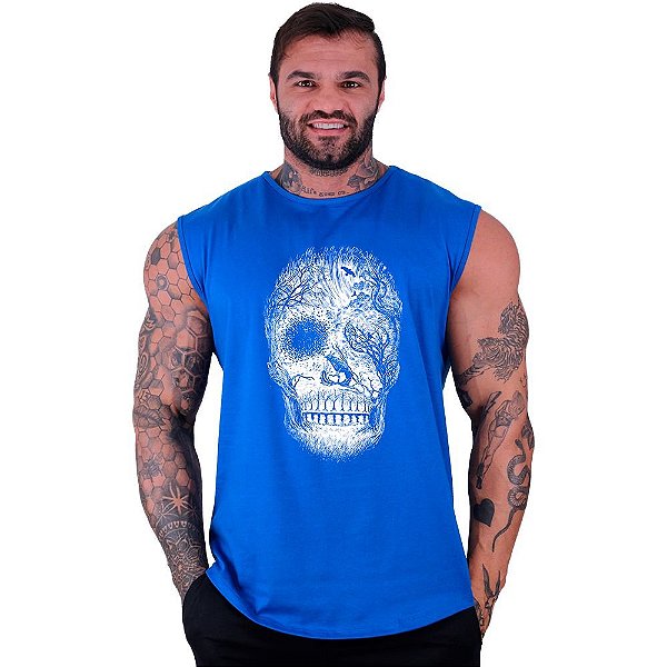 Regata Machão Longline Sem Manga MXD Conceito Forest Skull