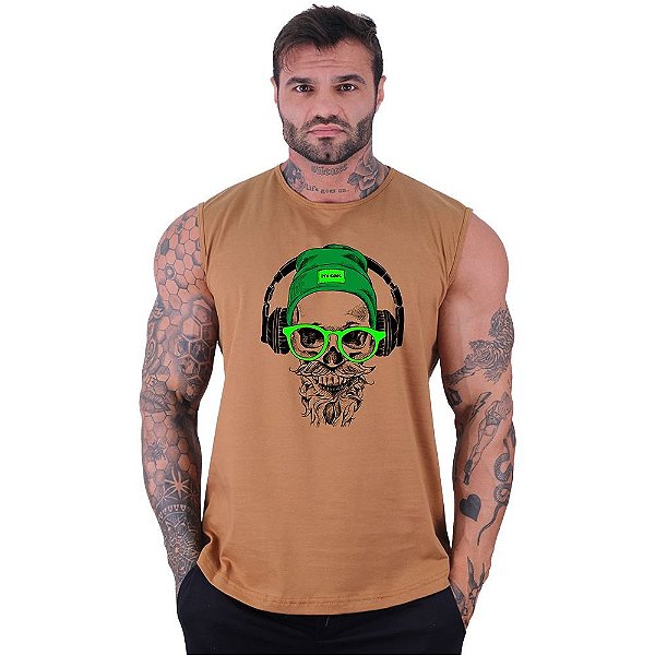 Regata Machão Longline Sem Manga MXD Conceito Heaphone Skull