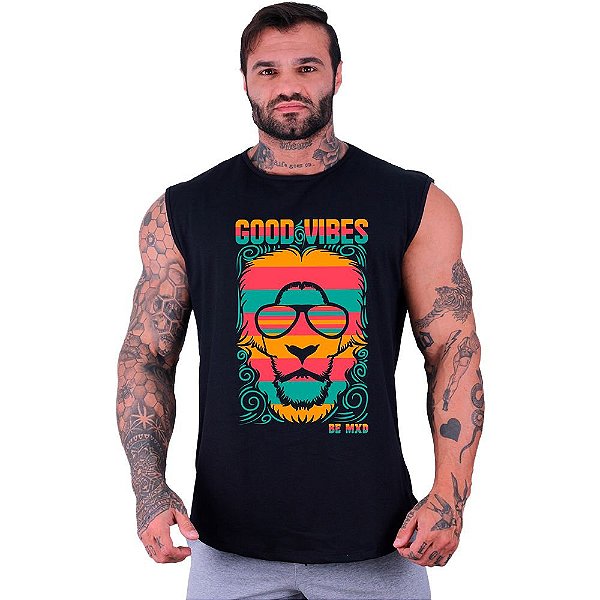 Regata Machão Longline Sem Manga MXD Conceito Leão Good Vibes