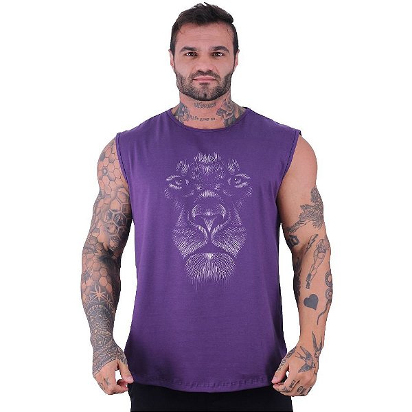 Regata Machão Longline Sem Manga MXD Conceito Leão Rabiscos