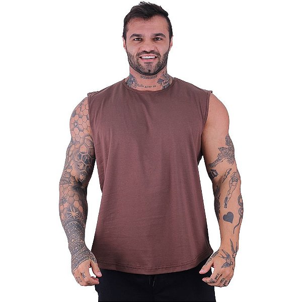 Regata Machão Longline Sem Manga MXD Conceito Marrom
