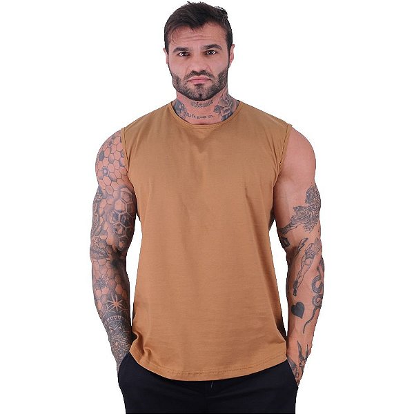 Regata Machão Longline Sem Manga MXD Conceito Marrom Argila