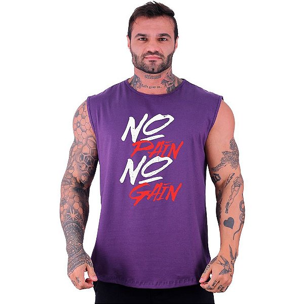 Regata Machão Longline Sem Manga MXD Conceito No Pain No Gain Pincelado