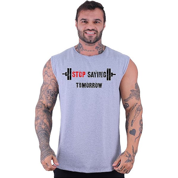 Regata Machão Longline Sem Manga MXD Conceito Stop Saying Tomorrow Barra