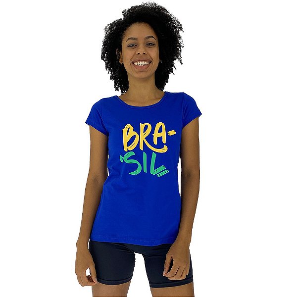 Camiseta Babylook Feminina MXD Conceito Brasil Pincelado