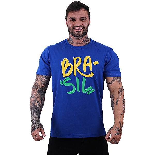 Camiseta Tradicional Masculina MXD Conceito Brasil Arte