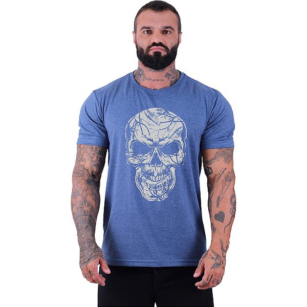 Camiseta Tradicional Manga Curta MXD Conceito Caveira Estilhaços