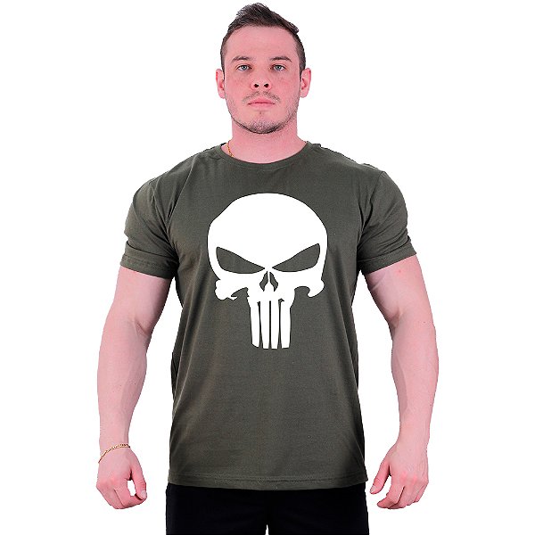 Camiseta Tradicional Masculina Manga Curta MXD Conceito Caveira Justiceiro