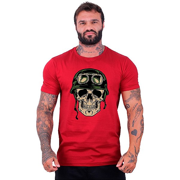 Camiseta Tradicional Masculina Manga Curta MXD Conceito Caveira Recruta