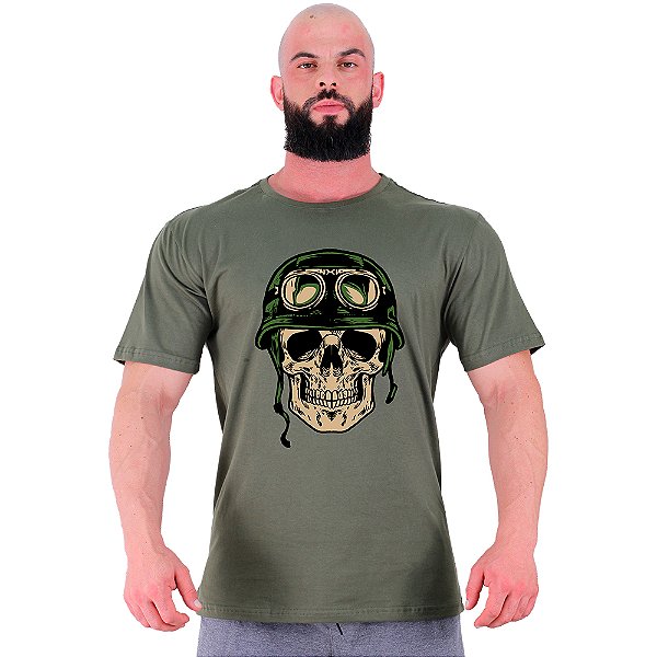 Camiseta Tradicional Masculina Manga Curta MXD Conceito Caveira Recruta