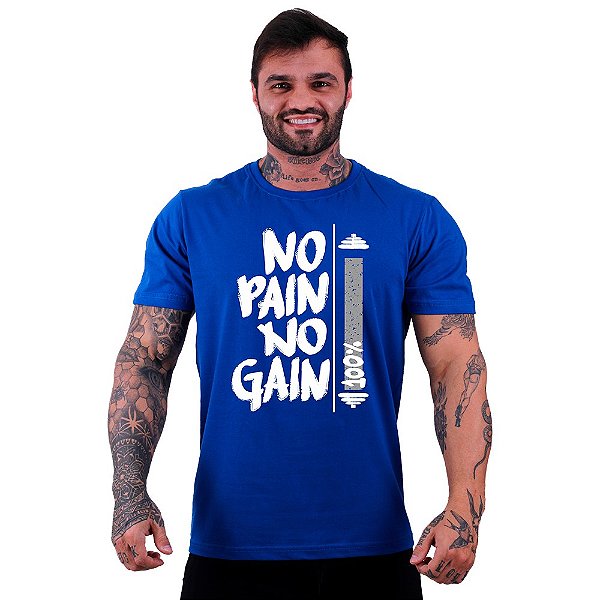 Camiseta Tradicional Masculina Manga Curta MXD Conceito No Pain No Gain 100%