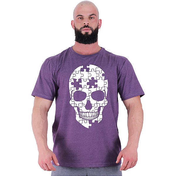 Camiseta Tradicional Masculina Manga Curta MXD Conceito Puzzle Skull