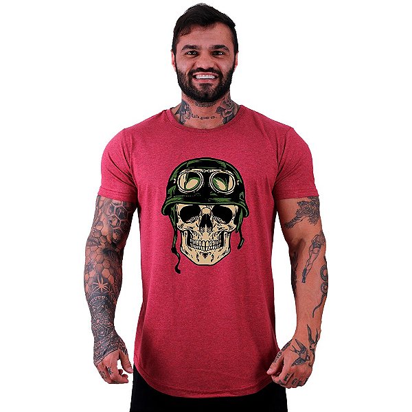 Camiseta Longline Manga Curta MXD Conceito Caveira Militar