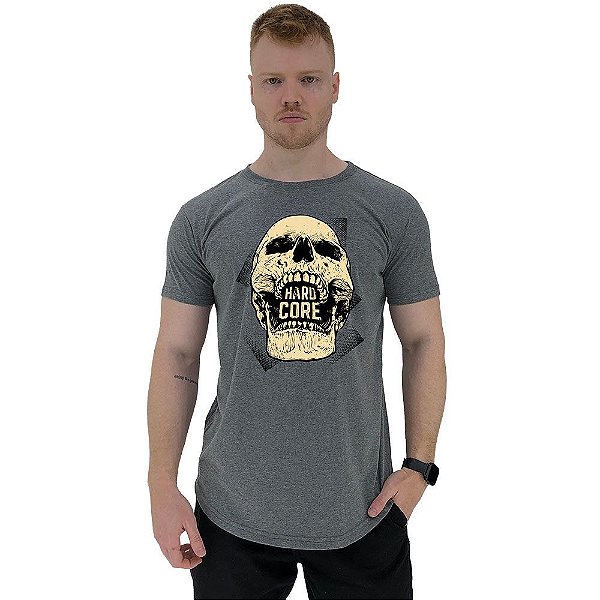 Camiseta Longline Manga Curta MXD Conceito Hardcore Skull