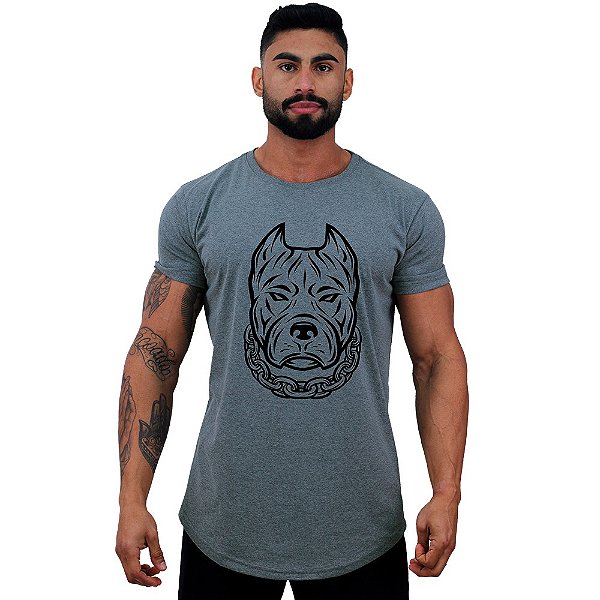 Camiseta Longline Manga Curta MXD Conceito Pitbull Gangster