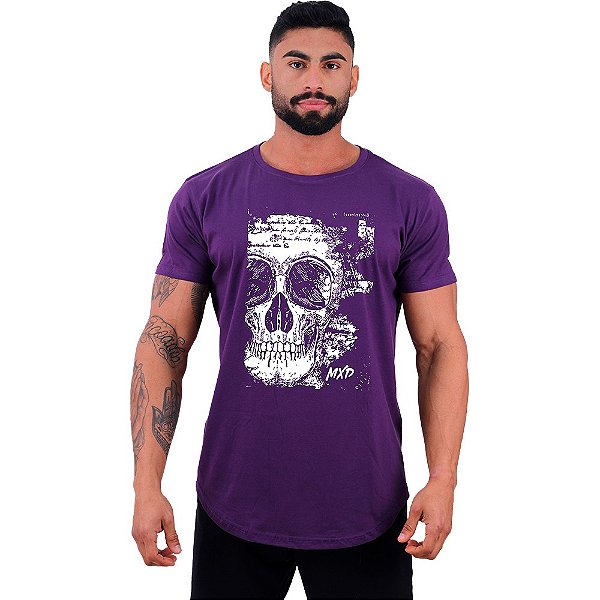 Camiseta Longline Manga Curta MXD Conceito Scribbled Skull