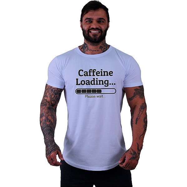 Camiseta Longline Masculina Manga Curta MXD Conceito Caffeine Loading