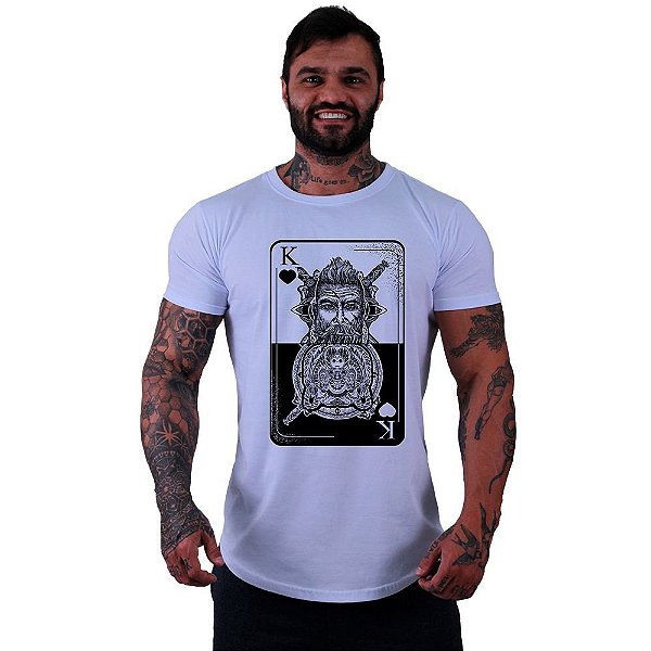 Camiseta Longline Masculina Manga Curta MXD Conceito Carta Rei de Copas