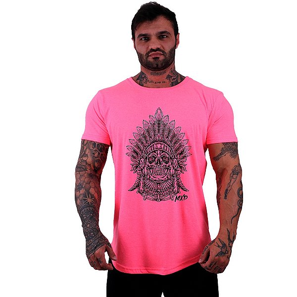 Camiseta Longline Masculina Manga Curta MXD Conceito Caveira Cacique