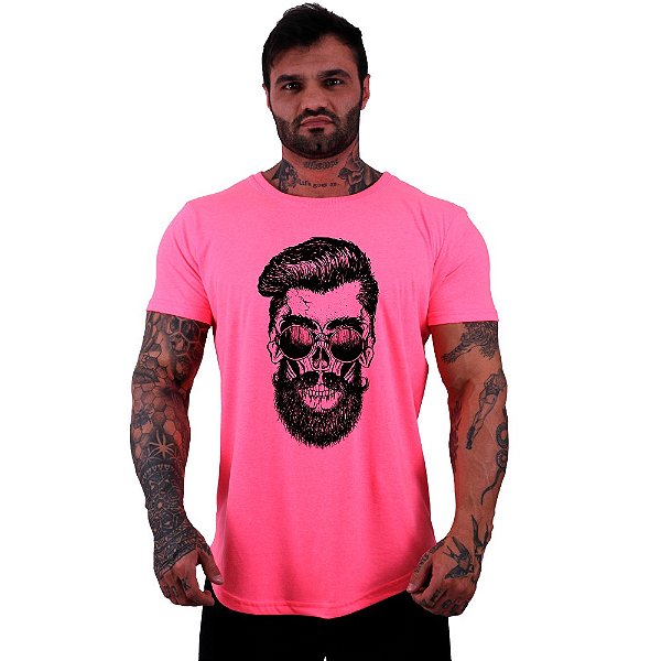 Camiseta Longline Masculina Manga Curta MXD Conceito Caveira Hipster