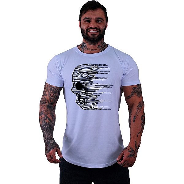 Camiseta Longline Masculina Manga Curta MXD Conceito Caveira Letreiro