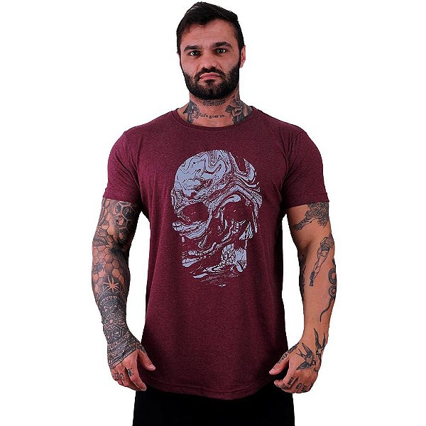 Camiseta Longline Masculina Manga Curta MXD Conceito Caveira Liquida