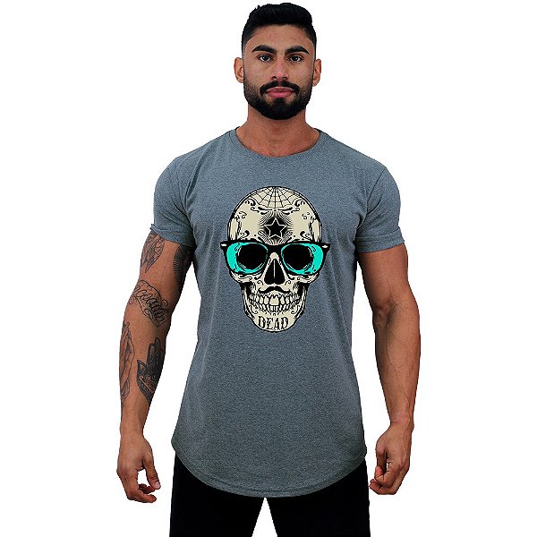 Camiseta Longline Masculina Manga Curta MXD Conceito Caveira Popstar