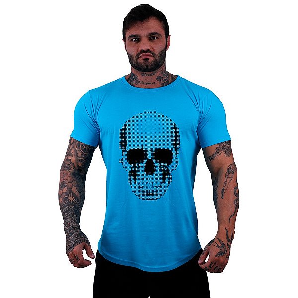 Camiseta Longline Masculina Manga Curta MXD Conceito Caveira Quadricular