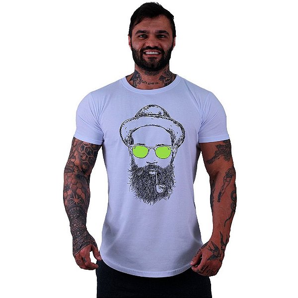 Camiseta Longline Masculina Manga Curta MXD Conceito Hippie Cachimbo Sunglasses