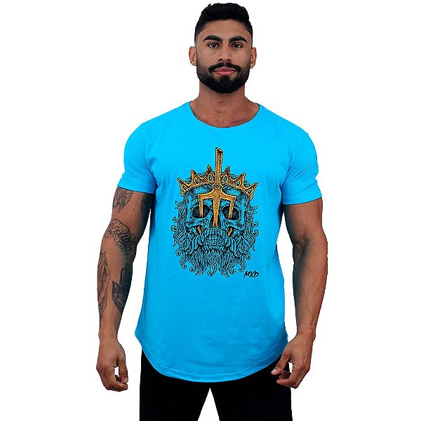 Camiseta Longline Masculina Manga Curta MXD Conceito King Skull