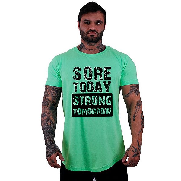 Camiseta Longline Masculina Manga Curta MXD Conceito Sore Today Strong Tomorrow
