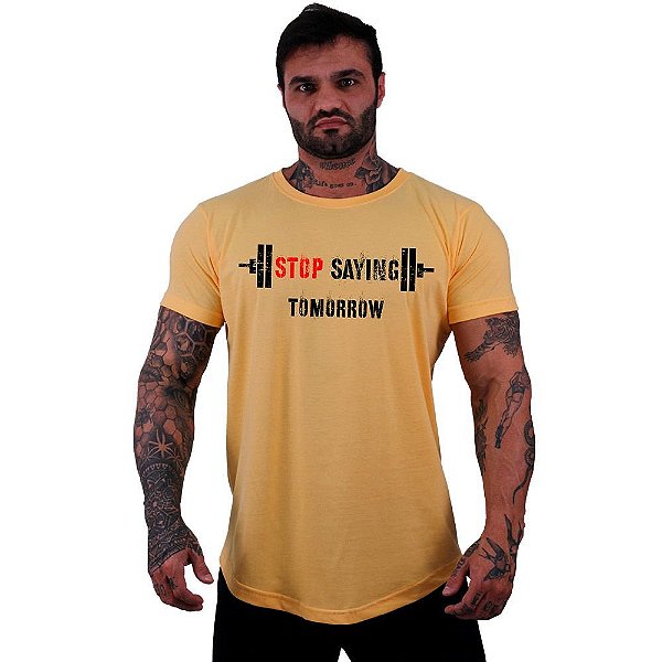 Camiseta Longline Masculina Manga Curta MXD Conceito Stop Saying Tomorrow Barra