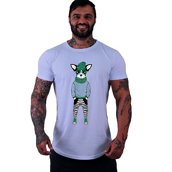Camiseta Longline Masculina Manga Curta MXD Conceito Stylish Dog