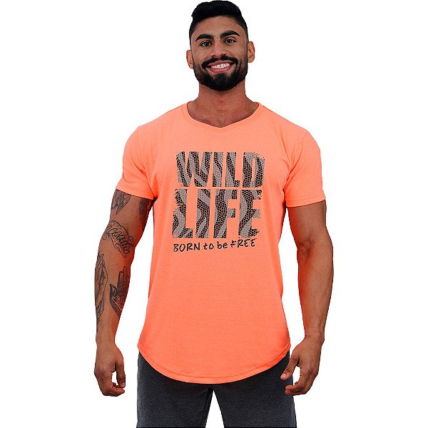 Camiseta Longline Masculina Manga Curta MXD Conceito Wild Life Born To Be Free