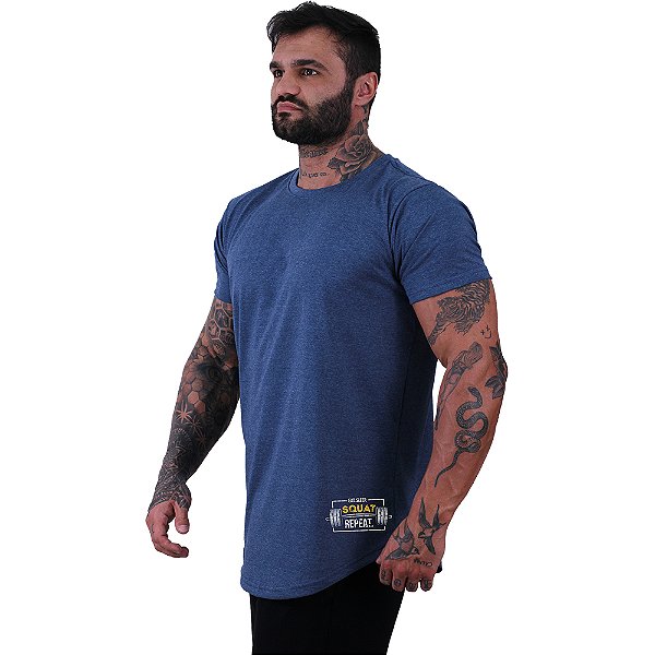 Camiseta Longline Masculina MXD Conceito Estampa Lateral Eat Sleep Squad Repeat