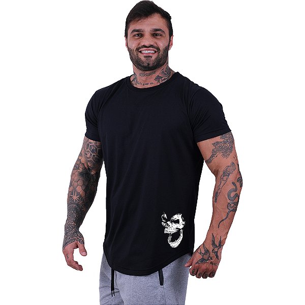Camiseta Longline Masculina MXD Conceito Estampa Lateral Gorila