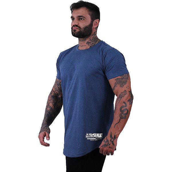 Camiseta Longline Masculina MXD Conceito Estampa Lateral Muscles Loading Please Loading