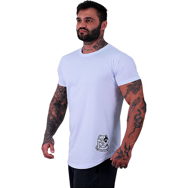 Camiseta Longline Masculina MXD Conceito Estampa Lateral Pitbull Furious