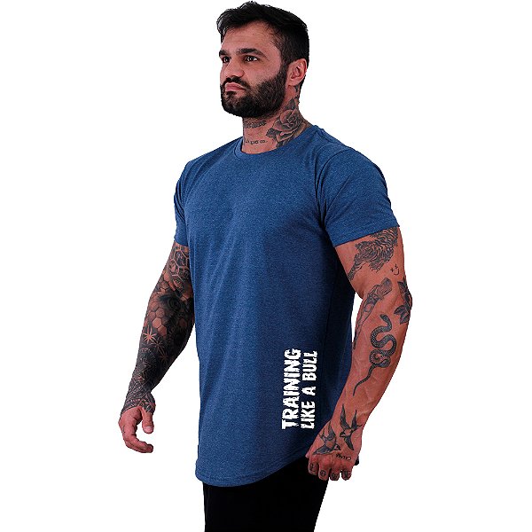 Camiseta Longline Masculina MXD Conceito Estampa Lateral Training Like a Bull