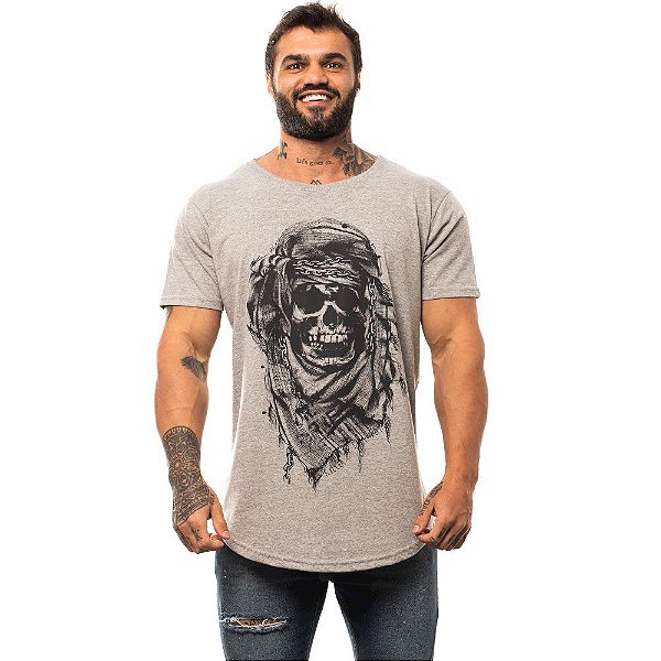 Camiseta Longline Masculina MXD Conceito Limitada Caveira do Saara