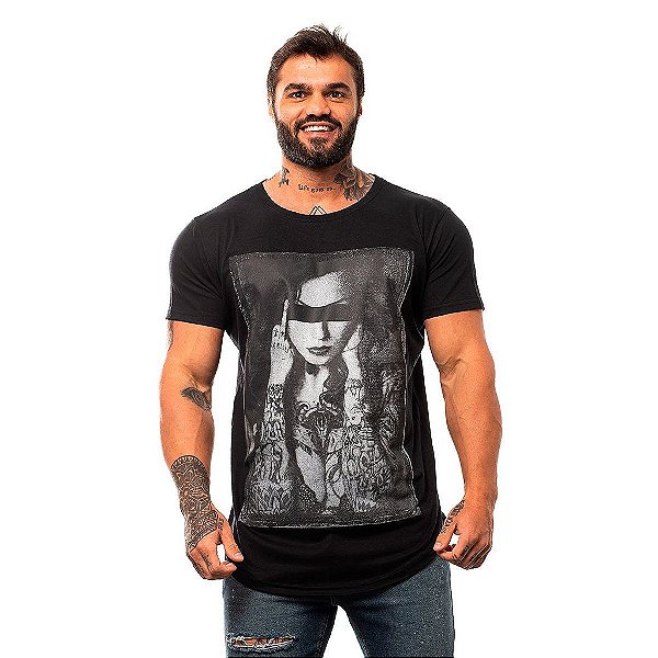Camiseta Longline Masculina MXD Conceito Limitada Woman Tatto