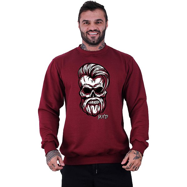 Blusa Moletom Basic Masculina MXD Conceito Sem Touca Angry Skull