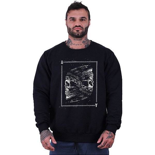 Blusa Moletom Basic Masculina MXD Conceito Sem Touca Carta Ás Indígena