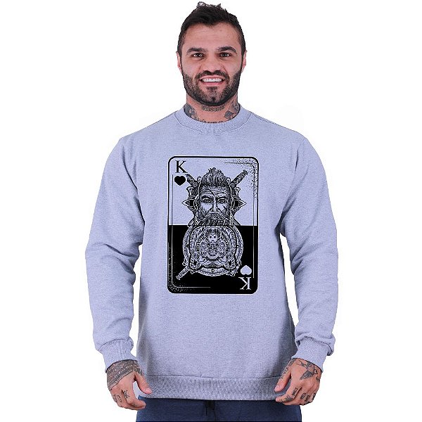 Blusa Moletom Basic Masculina MXD Conceito Sem Touca Carta Rei de Copas
