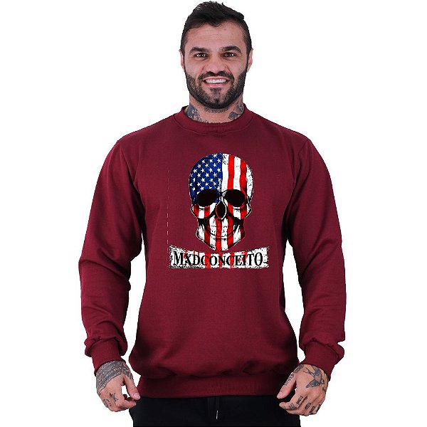 Blusa Moletom Basic Masculina MXD Conceito Sem Touca Caveira Americana