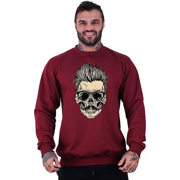 Blusa Moletom Basic Masculina MXD Conceito Sem Touca Caveira De Topete