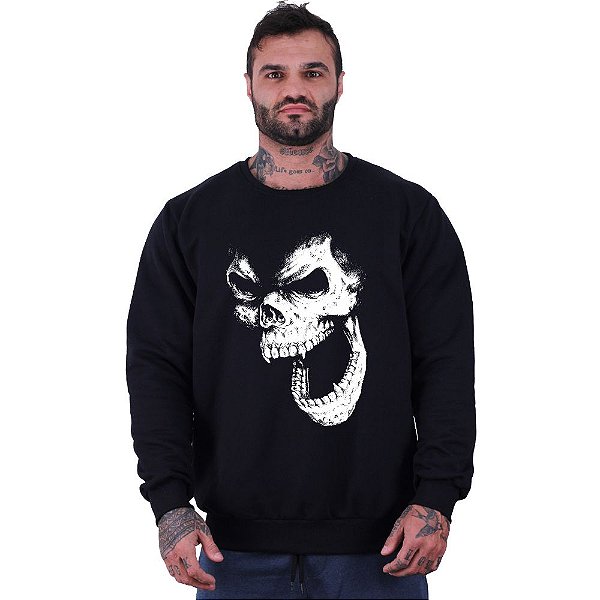 Blusa Moletom Basic Masculina MXD Conceito Sem Touca Caveira Gorila