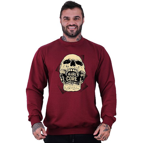 Blusa Moletom Basic Masculina MXD Conceito Sem Touca Caveira Hardcore