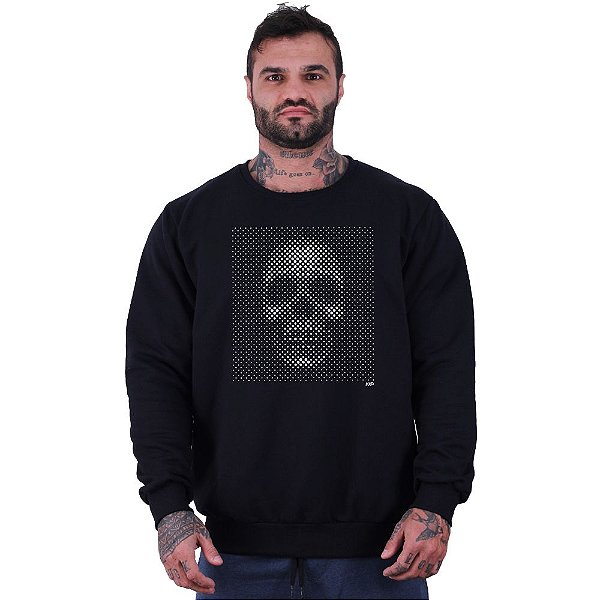 Blusa Moletom Basic Masculina MXD Conceito Sem Touca Caveira Ilusão de Ótica